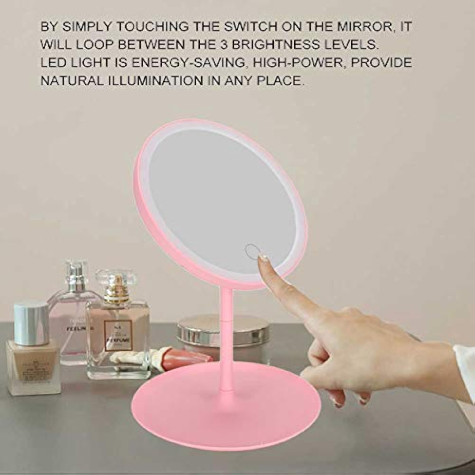 Portable Round LED Light Vanity Mirror